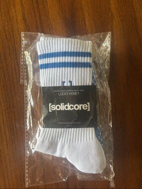 Solidcore X Lucky Honey White & Blue Studio Grip Socks